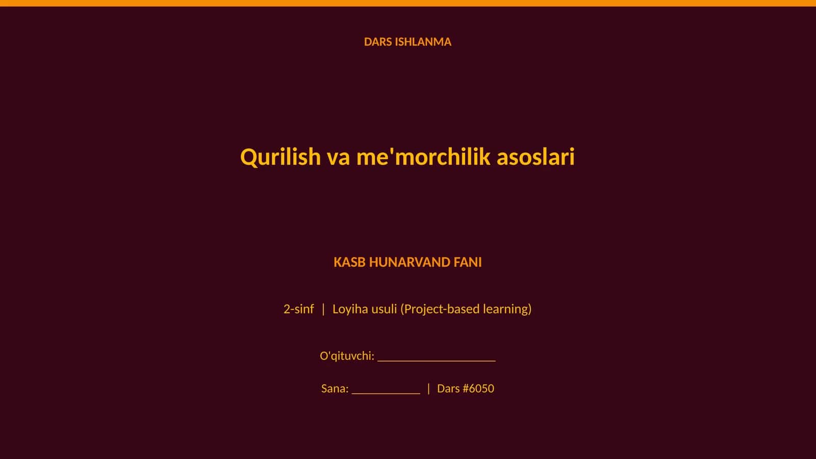 Qurilish va me'morchilik asoslari 1