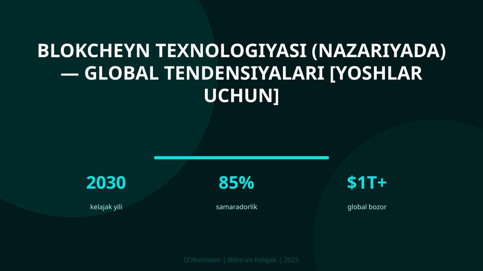 Blokcheyn texnologiyasi (nazariyada) — global tendensiyalari [yoshlar uchun] 1