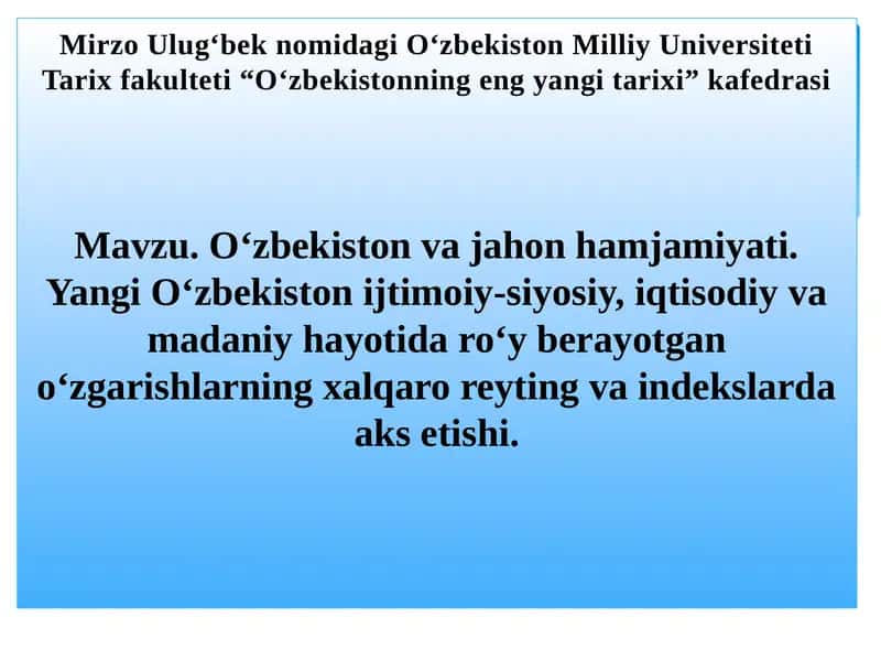 O‘zbekistonning eng yangi tarixi 1