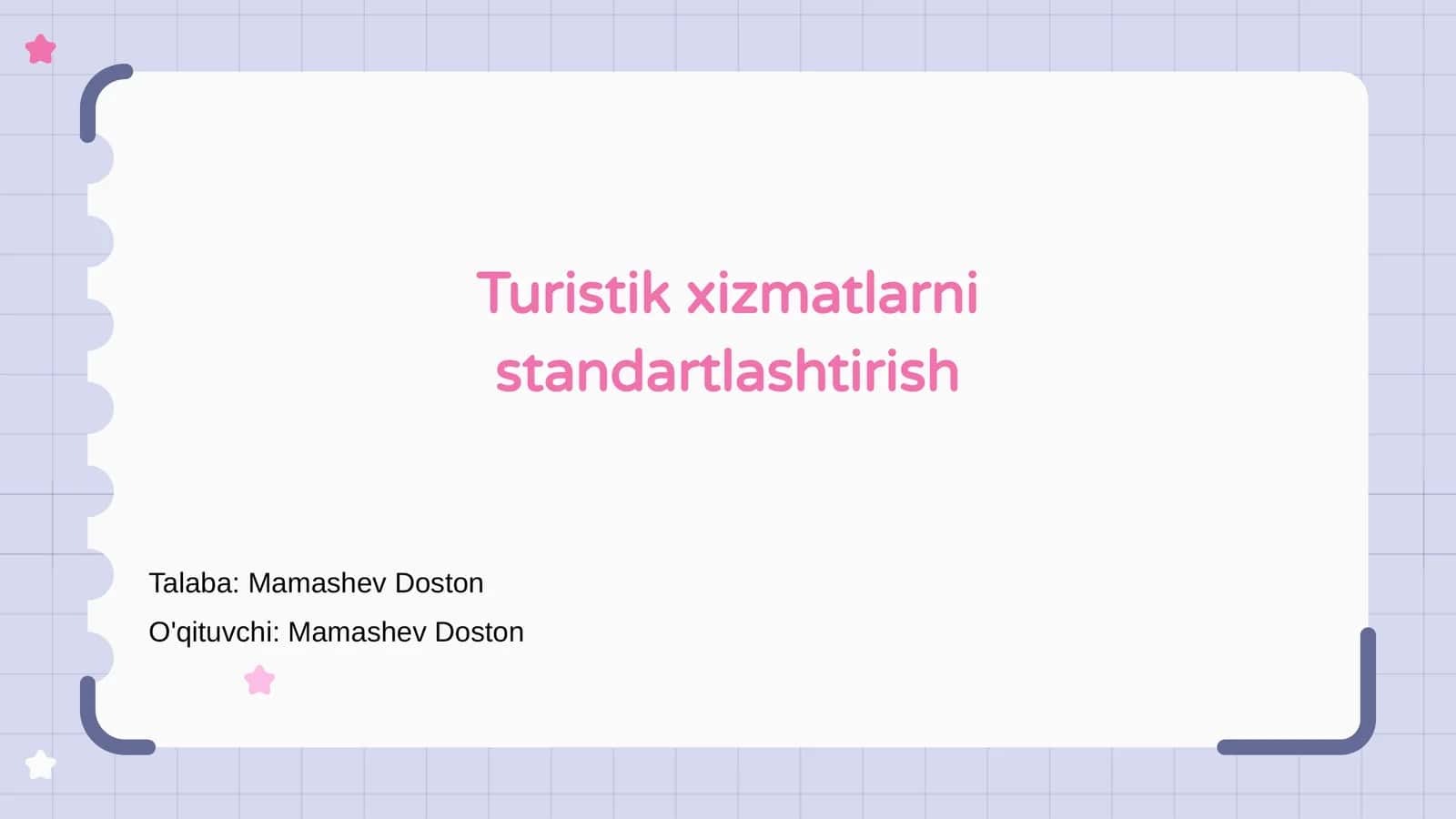 Turistik xizmatlarni standartlashtirish 1