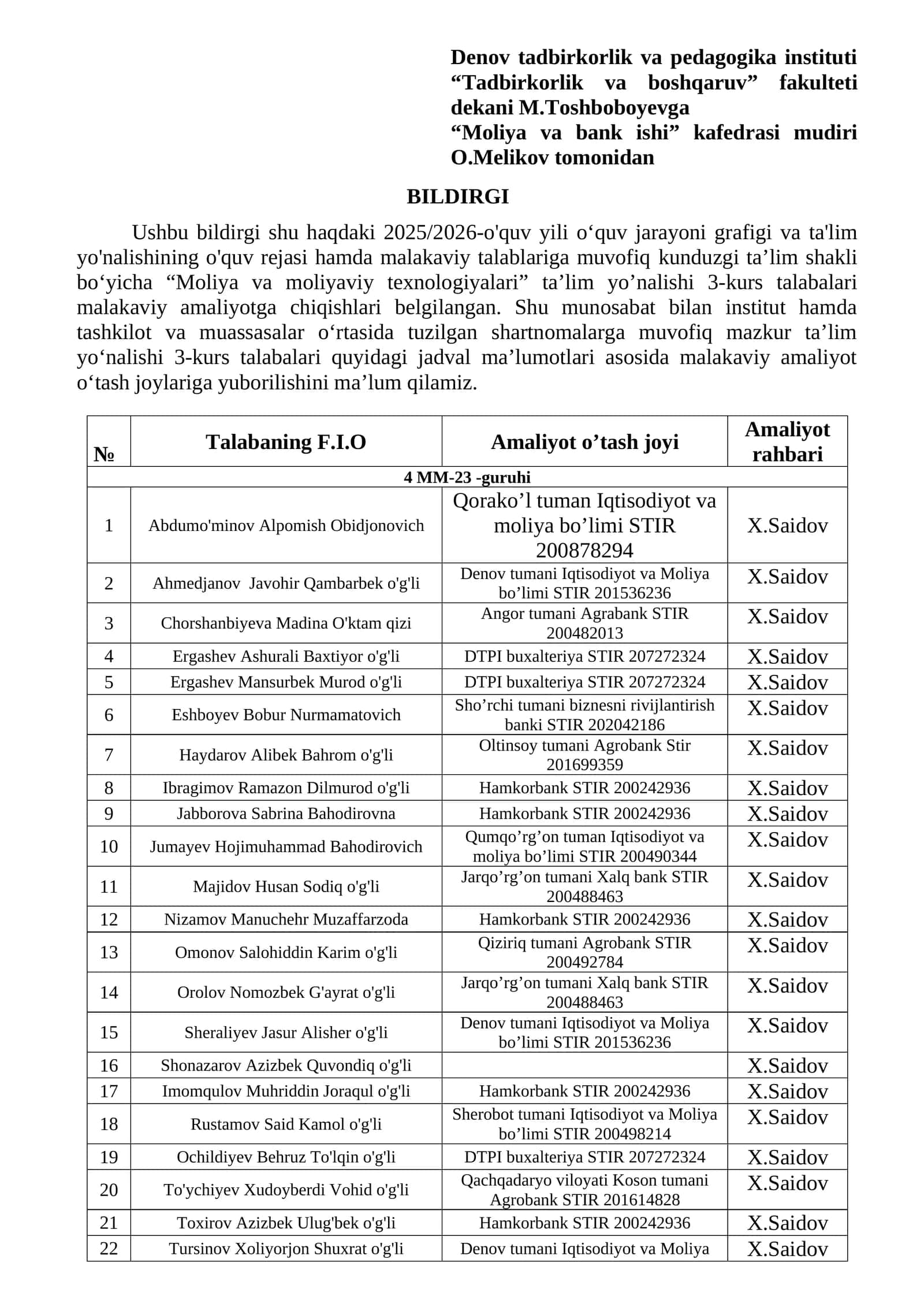 Moliya va moliyaviy texnologiyalari ta’lim yo’nalishi 1