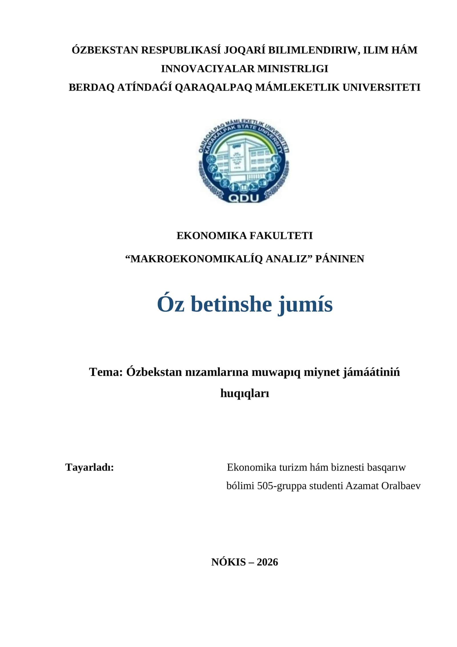 Ózbekstan nızamlarına muwapıq miynet jámáátiniń huqıqları 1