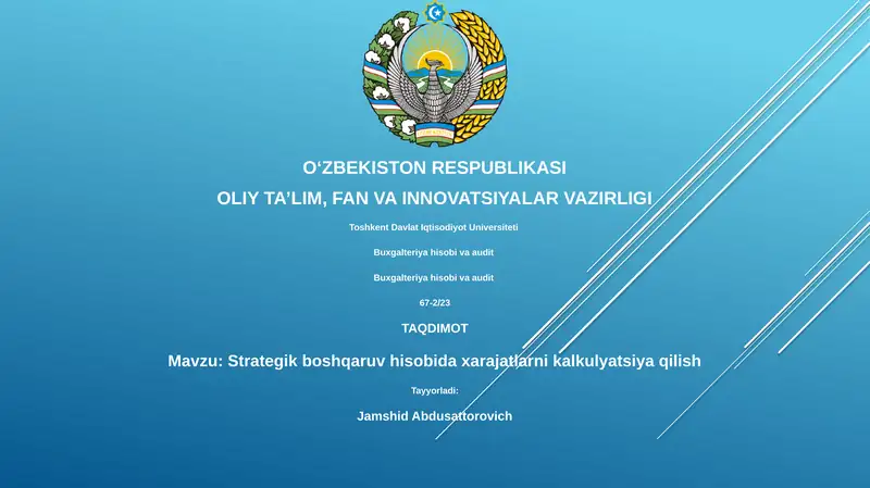 Strategik boshqaruv hisobida xarajatlarni kalkulyatsiya qilish 1