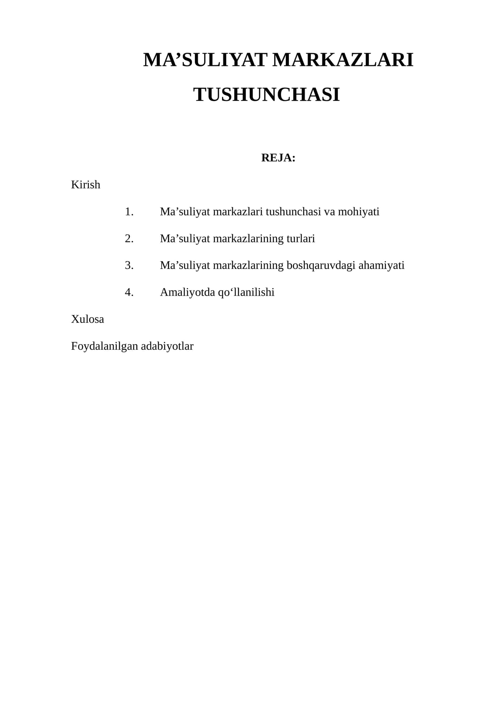 MA’SULIYAT MARKAZLARI TUSHUNCHASI 1
