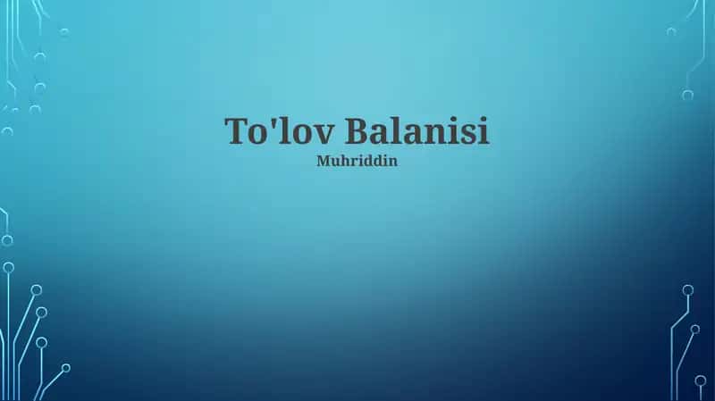 To'lov Balanisi 1