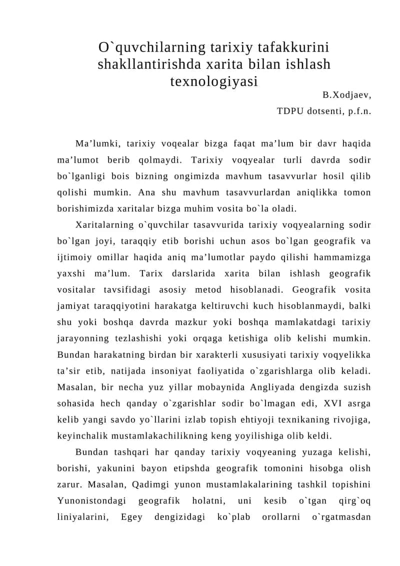 Xaritalar va tarixiy tafakkur 1