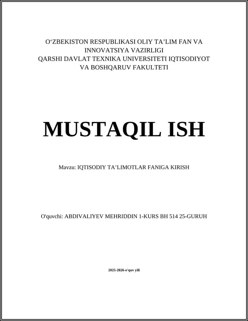 Iqtisodiy ta'limotlar fanining mohiyati va mavzusi 1