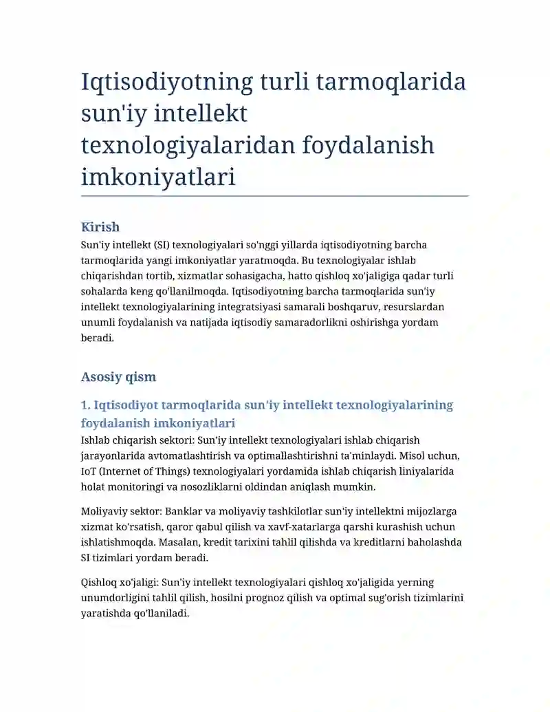 Sun'iy Intellekt Texnologiyalari