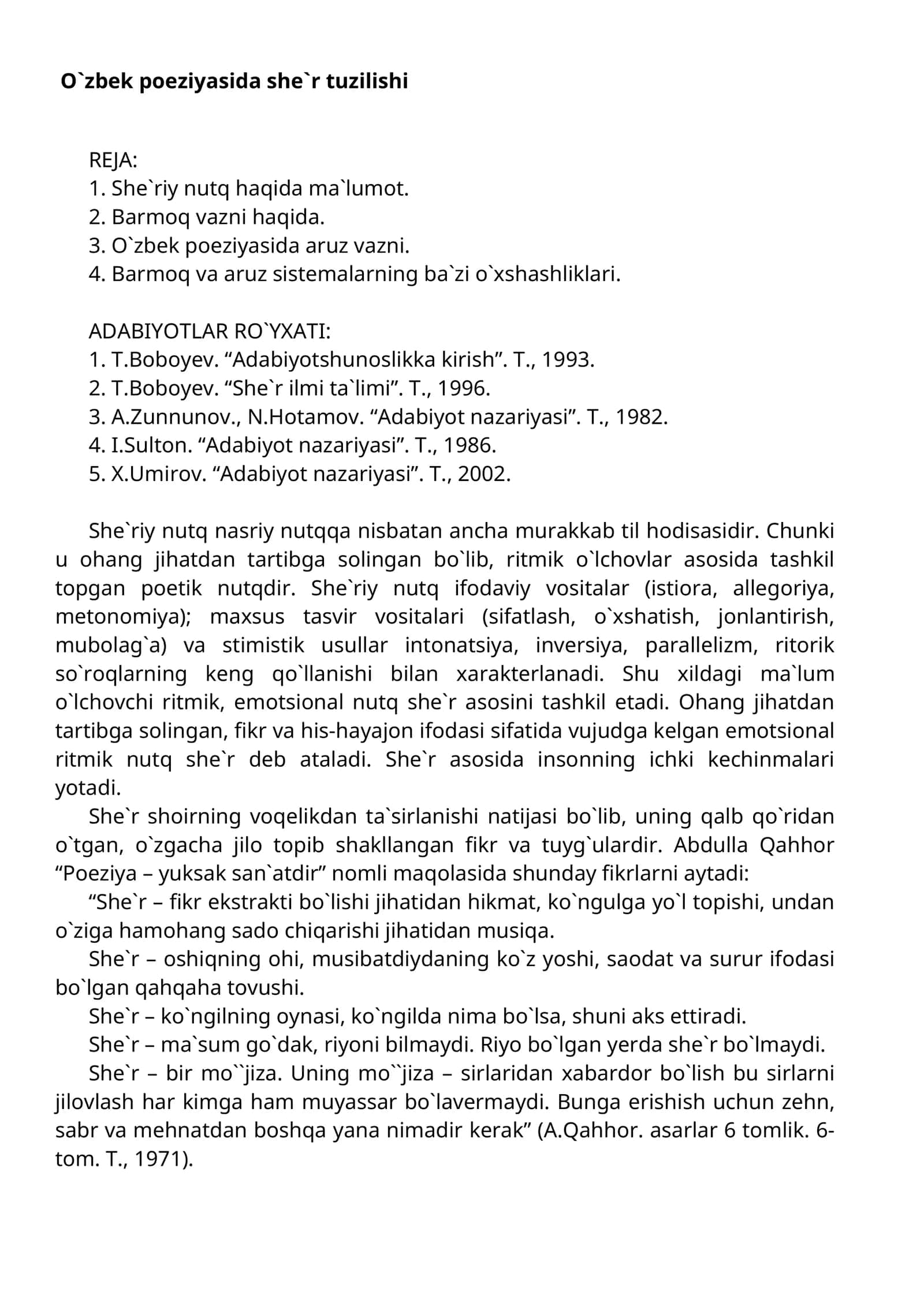 O`zbek poeziyasida she`r tuzilishi 1