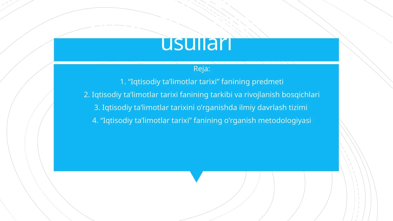 1-mavzu. Fanning predmeti va oʼrganish usullari 1