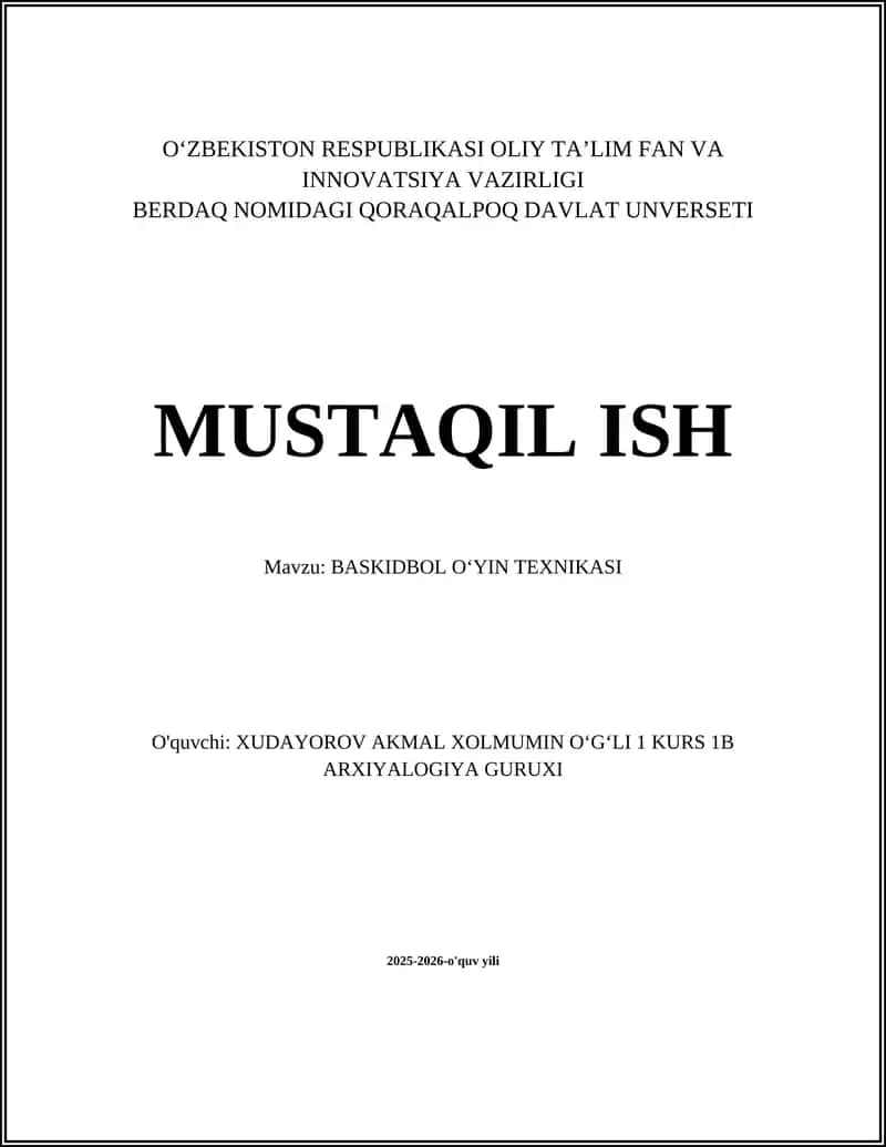 BASKIDBOL OʻYIN TEXNIKASI 1