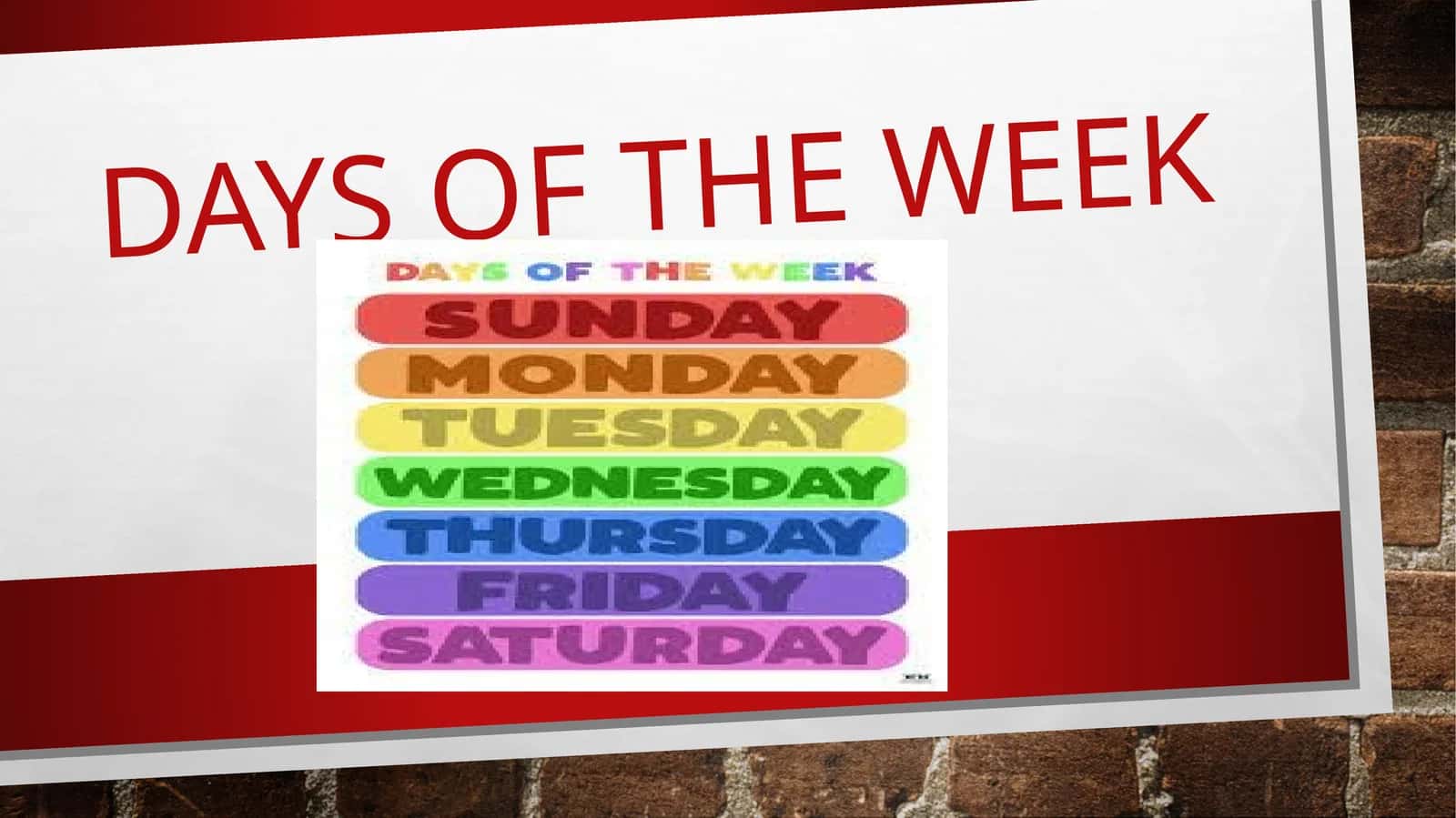 days of the week 1