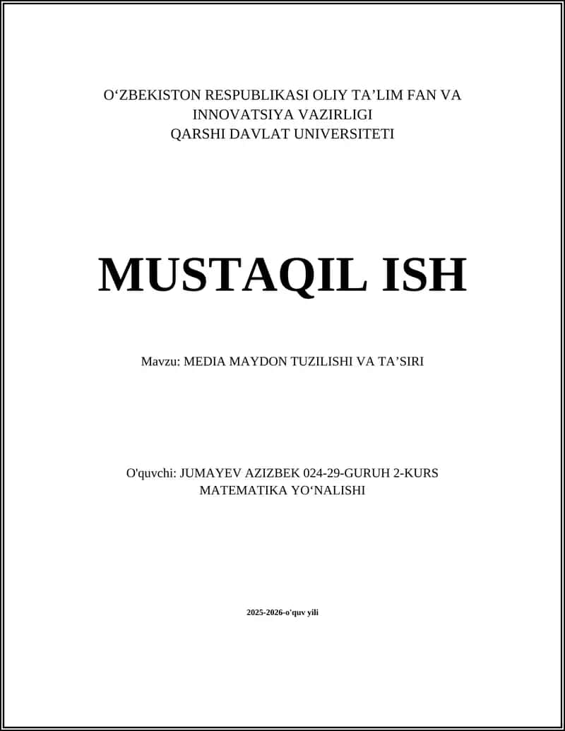 MEDIA MAYDON TUZILISHI VA TAʼSIRI 1