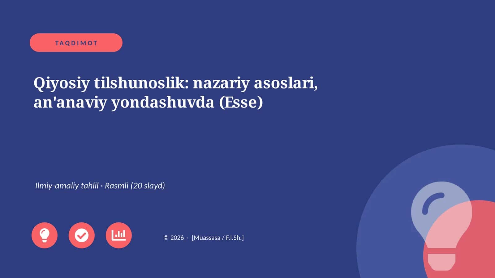 Qiyosiy tilshunoslik: nazariy asoslari, an'anaviy yondashuvda (Esse) 1