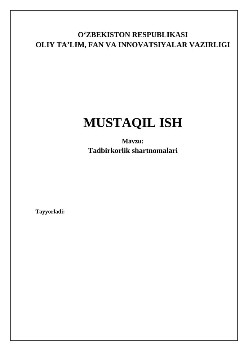 Tadbirkorlik shartnomalari 1