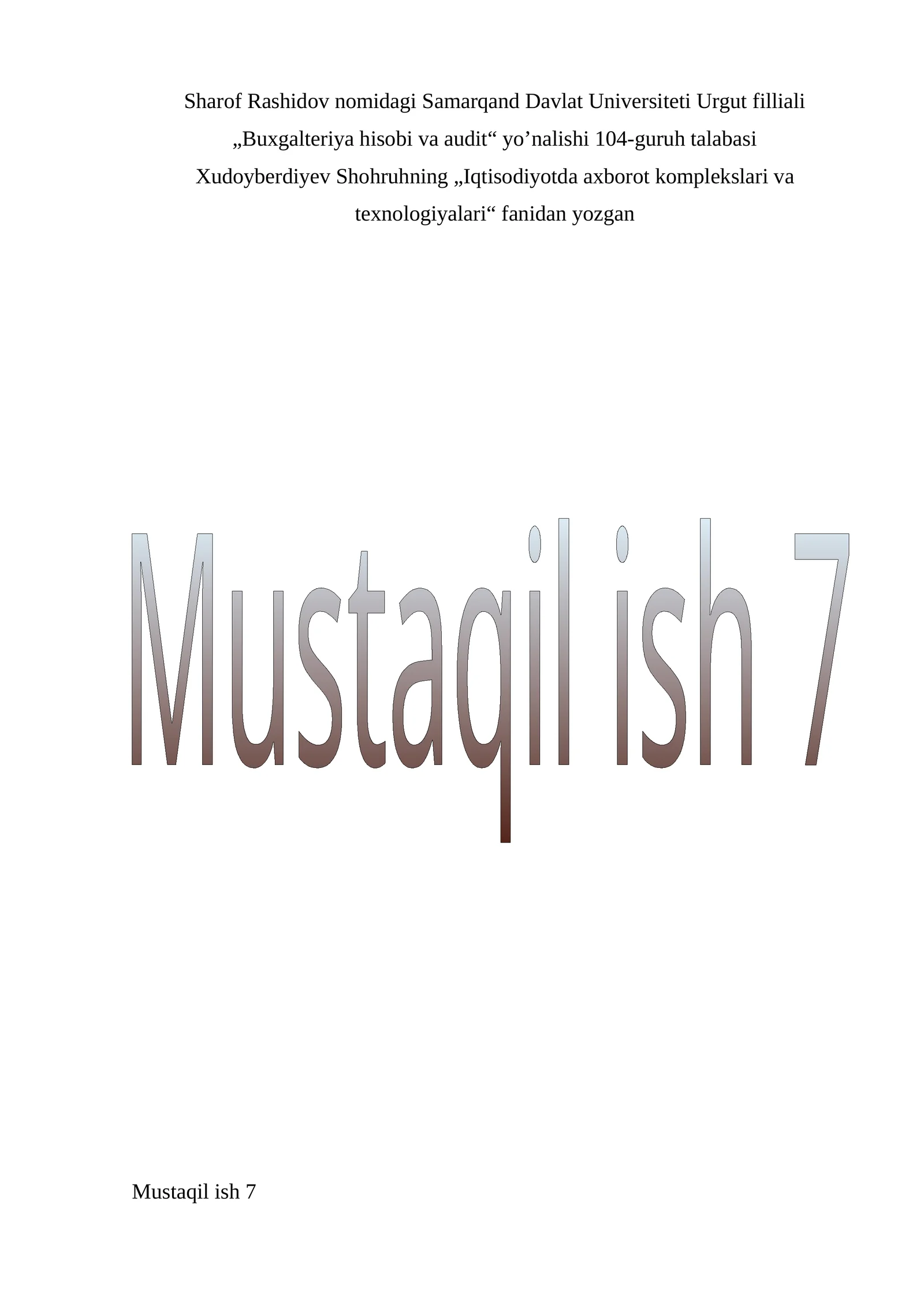 Excel daturida diagrammalar bilan ishlash 1