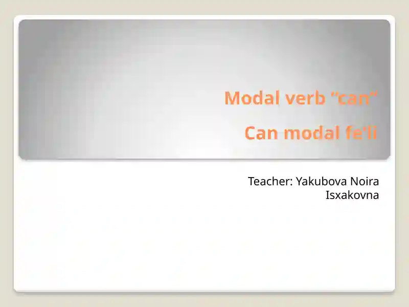 Modal verb “can”