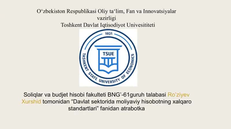 DAVLAT SEKTORIDA HISOBLASH METODIGA ASOSLANGAN BUXGALTERIYA HISOBIGA O’TISH MODELLARI 1