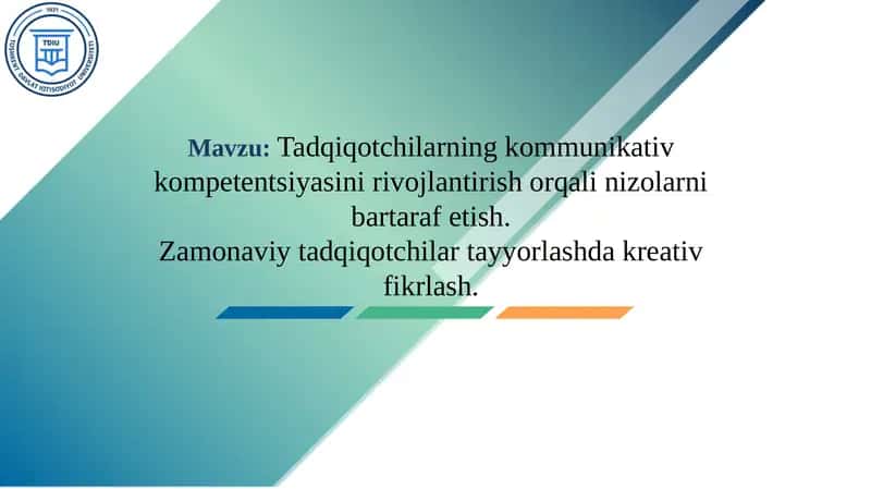 Kommunikativ va kreativ kompetentsiyani rivojlantirish 1