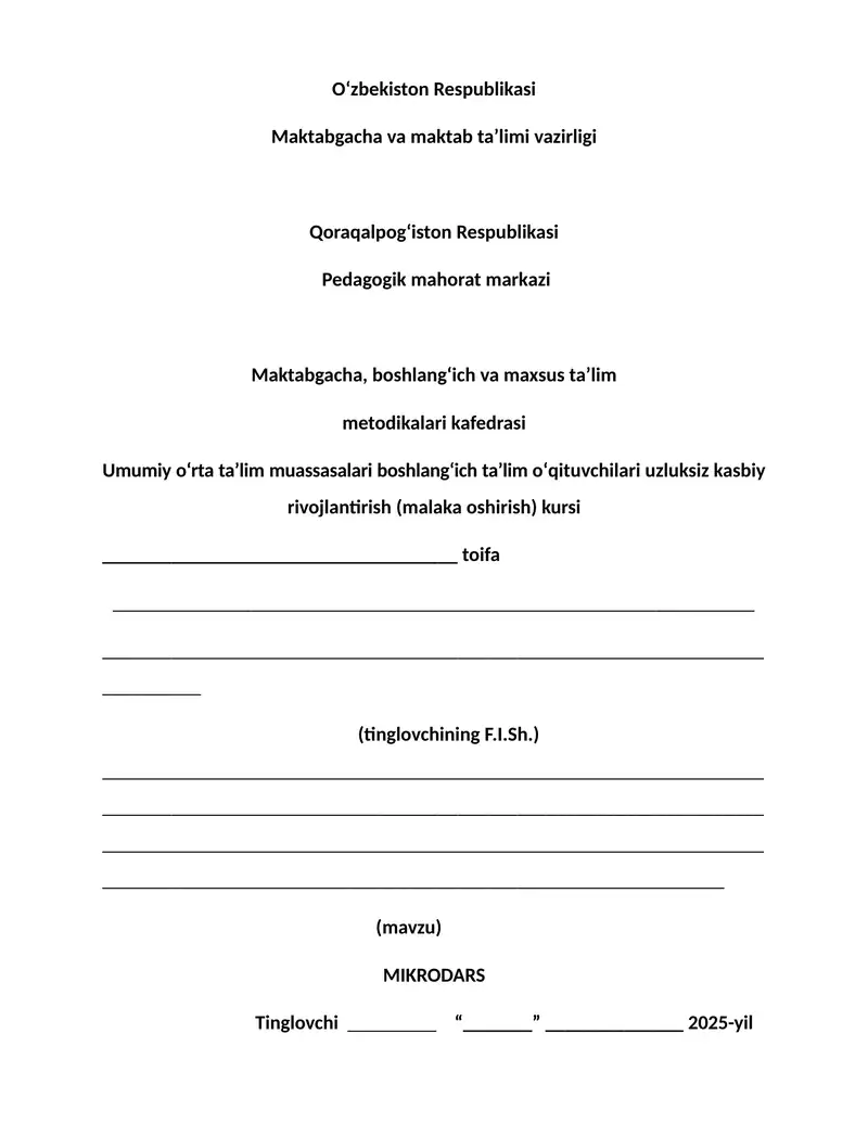 2-sinf ona tili fanidan unli tovushlar va harflar mikrodars 1