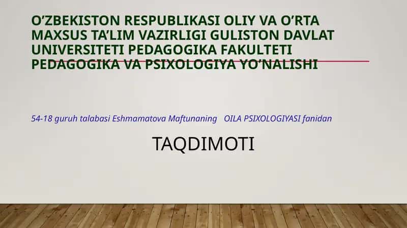 Oilaviy munosabatlar psixologiyasi 1