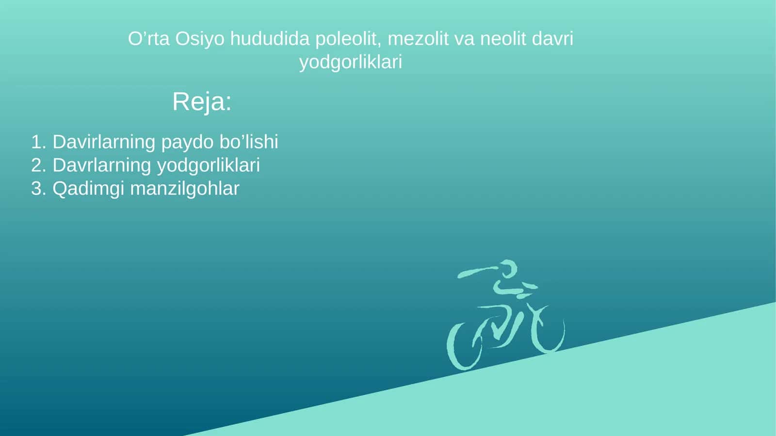 O’rta Osiyo hududida poleolit, mezolit va neolit davri yodgorliklari 1