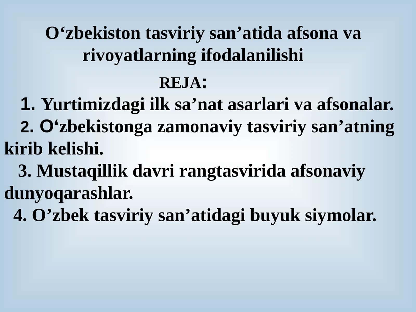 O‘zbekiston tasviriy san’atida afsona va rivoyatlarning ifodalanilishi 1