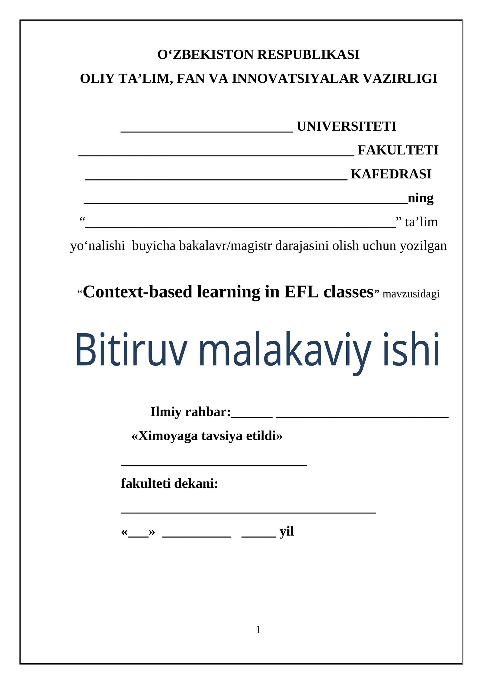 Context-based learning in EFL classes 1