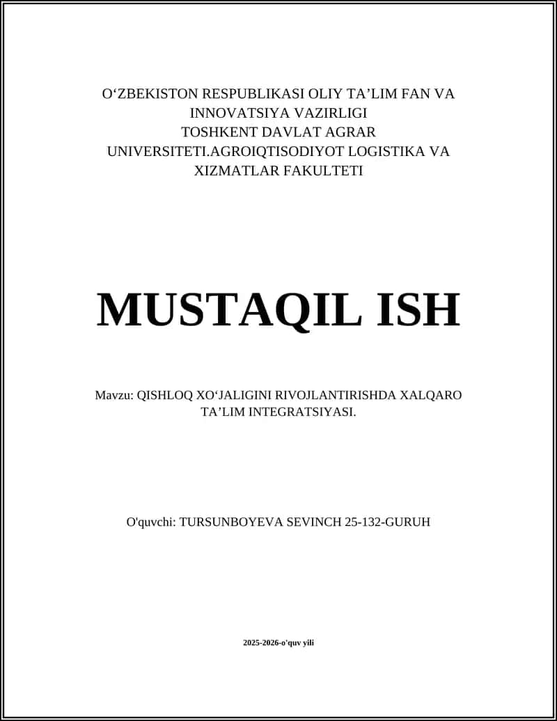 Qishloq xo‘jaligini rivojlantirishda xalqaro ta’lim integratsiyasi 1