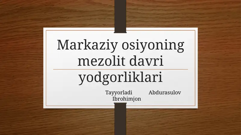Mezolit davri manzilgohlari 1