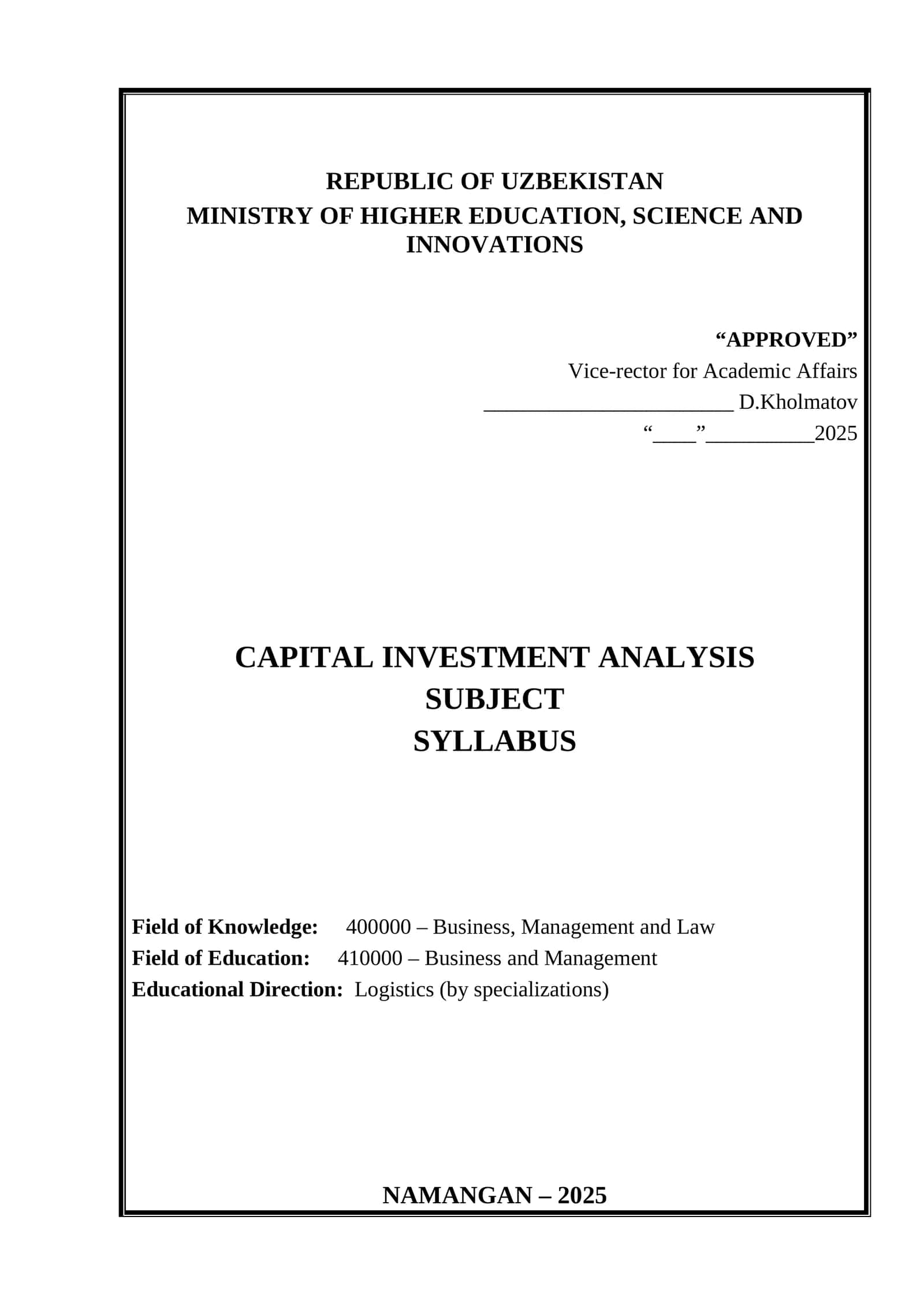 Capital Investment Analysis 1
