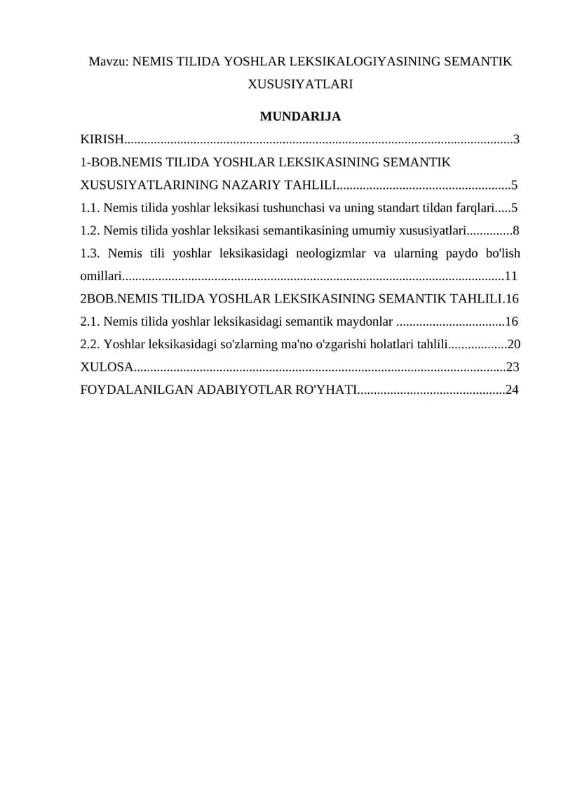 NEMIS TILIDA YOSHLAR LEKSIKOGIYASI 1