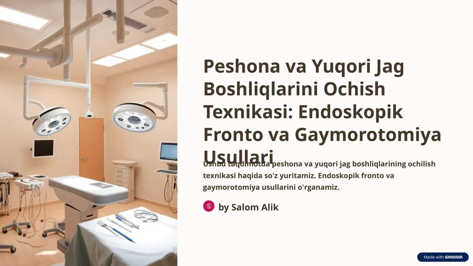 Peshona va Yuqori Jag Boshliqlarini Ochish Texnikasi: Endoskopik Fronto va Gaymorotomiya Usullari 1