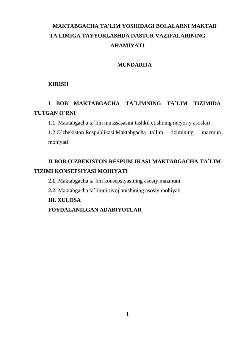 Maktabgacha Ta'lim Yoshidagi Bolalarni Maktab Ta'limiga Tayyorlashda Dastur Vazifalarining Ahamiyati 1