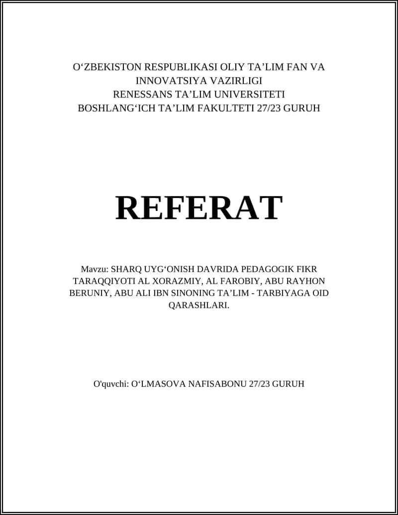Al-Farobiyning taʼlim va tarbiya nazariyasi 1