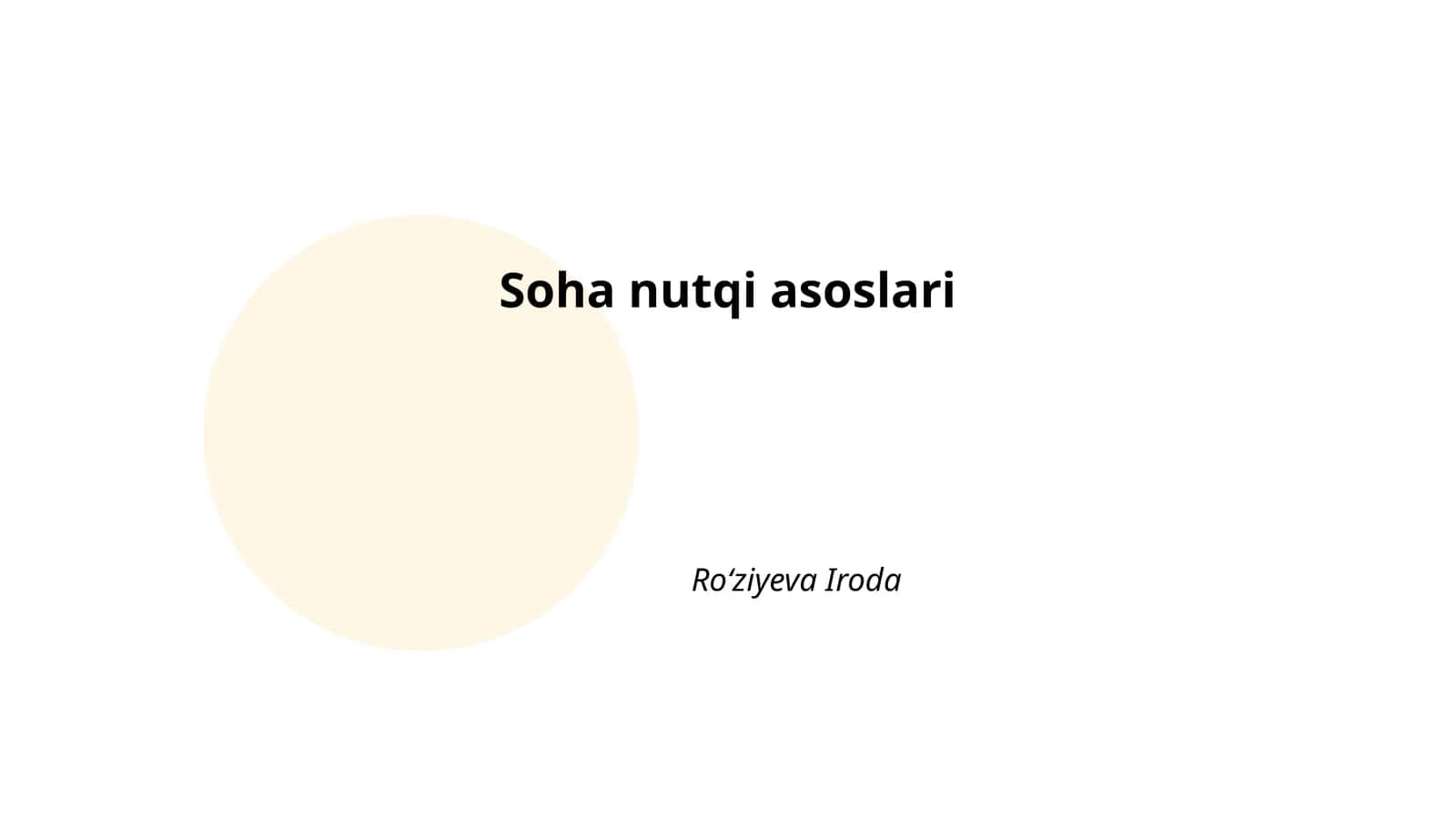 Soha nutqi asoslari 1