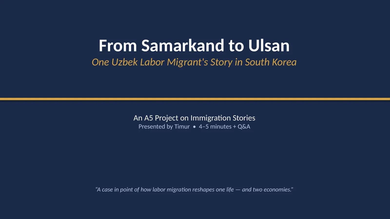 From Samarkand to Ulsan 1