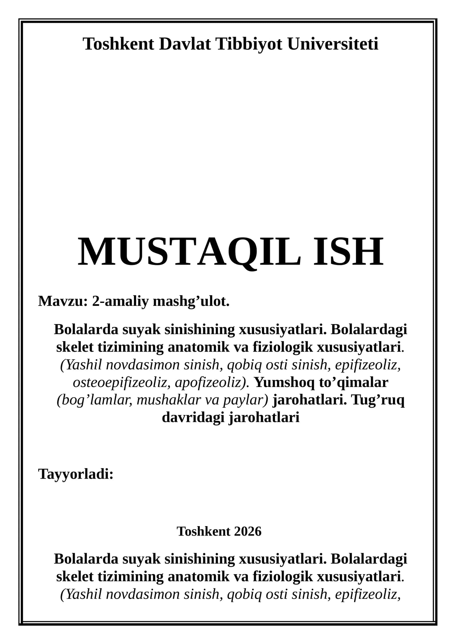 Bolalarda suyak sinish xususiyatlari 1