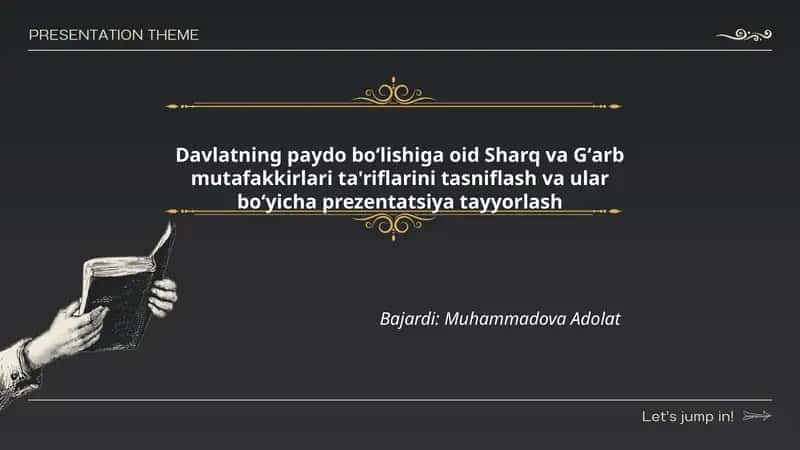 Davlatning paydo boʻlishiga oid Sharq va Gʻarb mutafakkirlari ta'riflari 1
