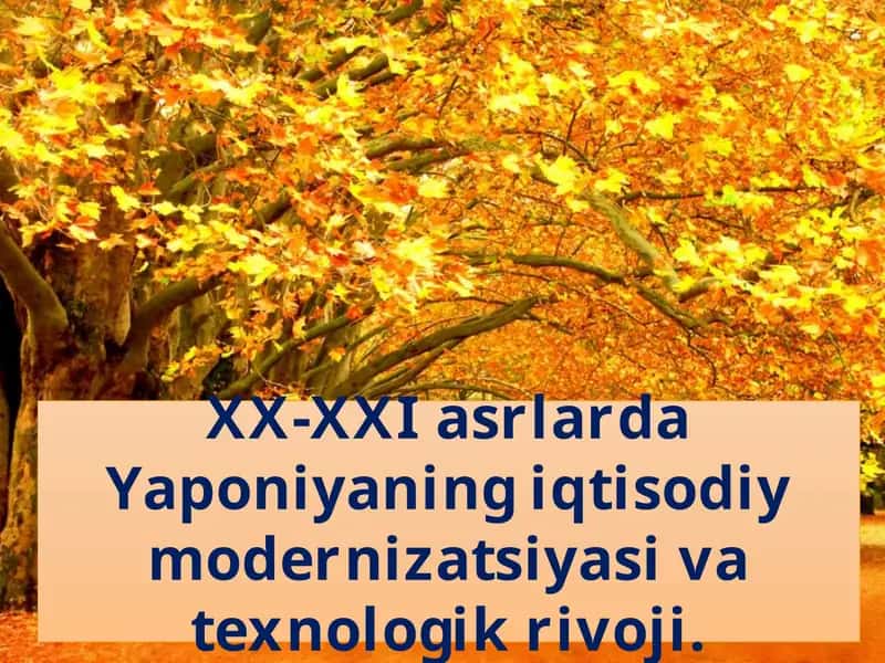 XX-XXI asrlarda Yaponiyaning iqtisodiy modernizatsiyasi va texnologik rivoji. 1
