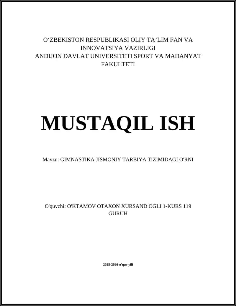 GIMNASTIKA JISMONIY TARBIYA TIZIMIDAGI O'RNI 1