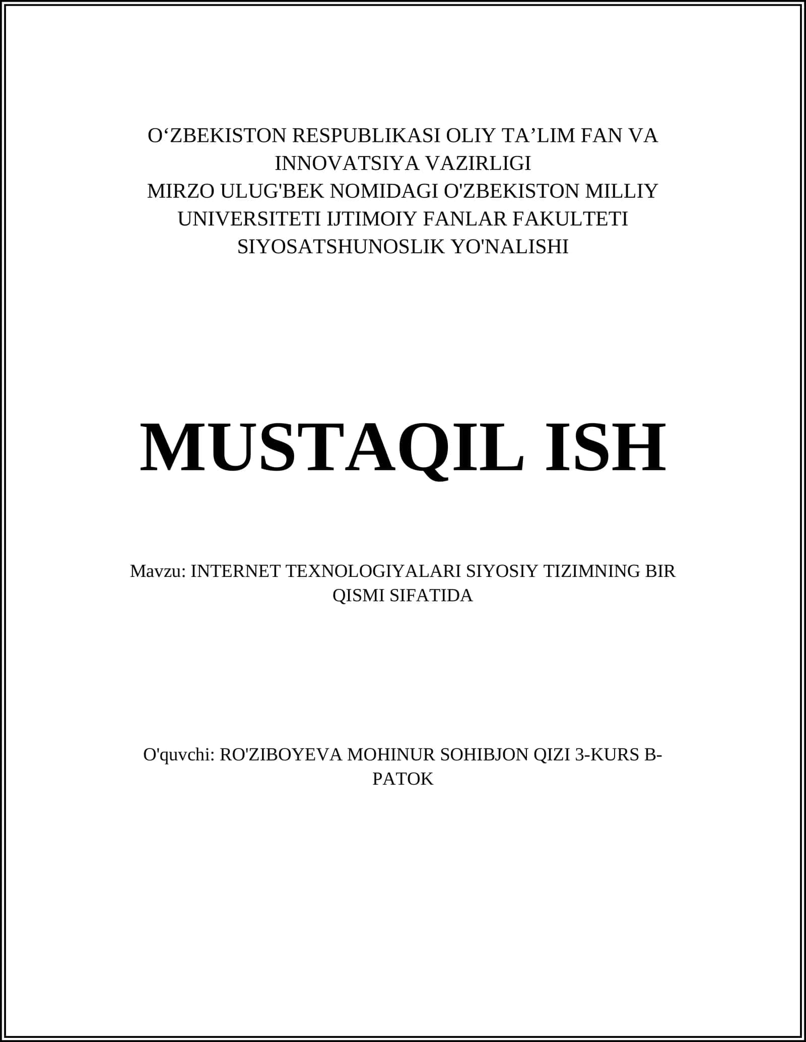 INTERNET TEXNOLOGIYALARI SIYOSIY TIZIMNING BIR QISMI SIFATIDA 1