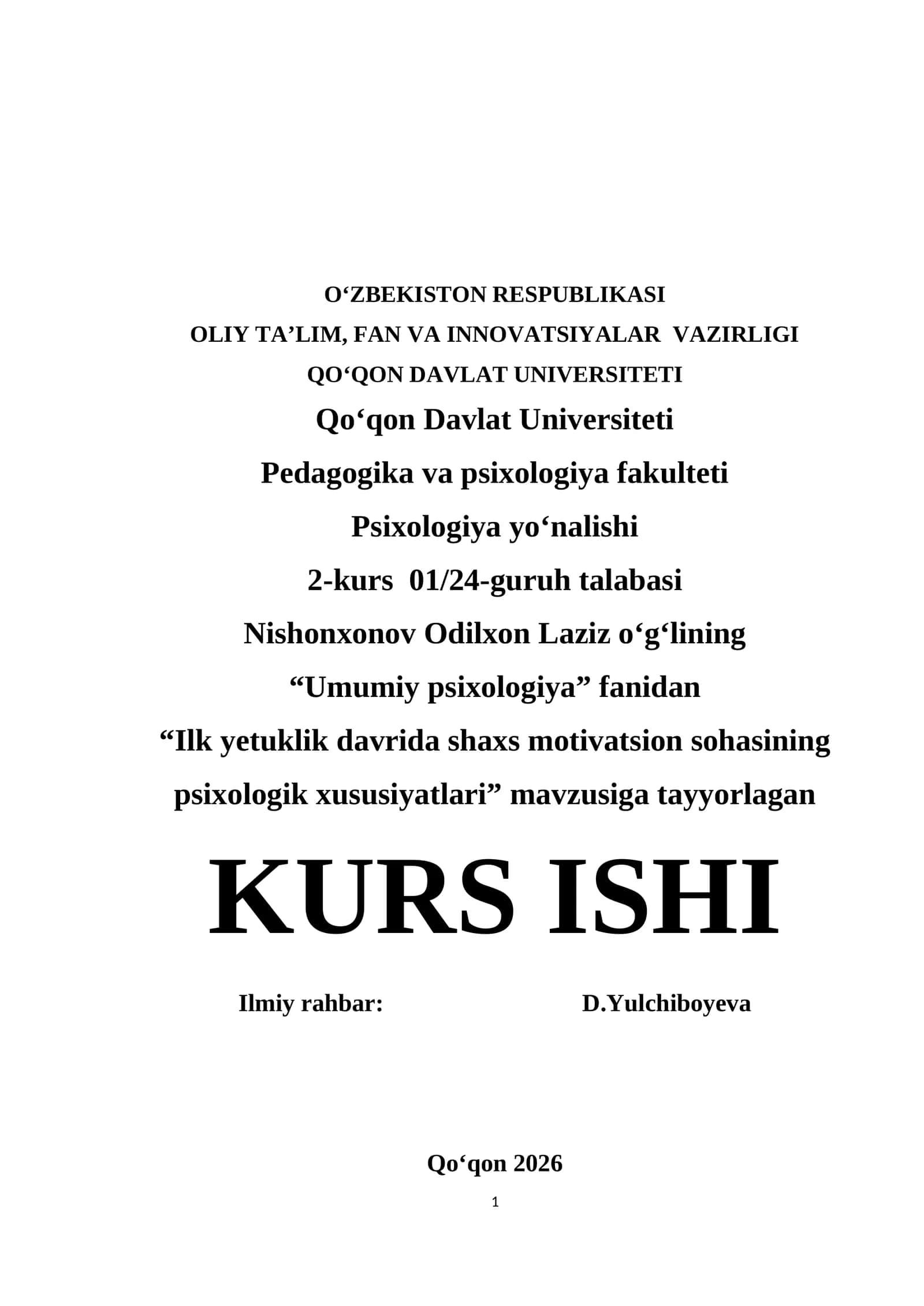 Ilk yetuklik davrida shaxs motivatsion sohasining psixologik xususiyatlari 1