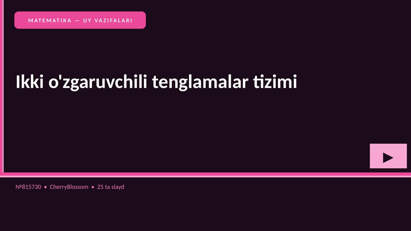 Ikki o'zgaruvchili tenglamalar tizimi 1