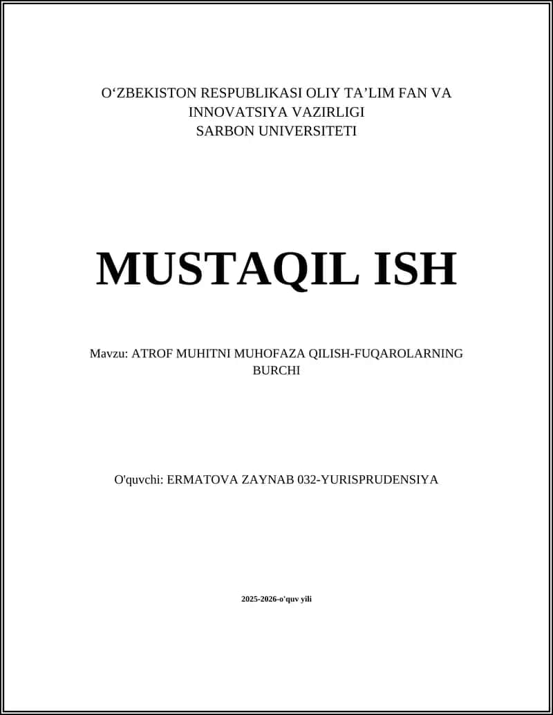Fuqarolarning atrof-muhitni ifloslanishdan himoya qilish burchi 1