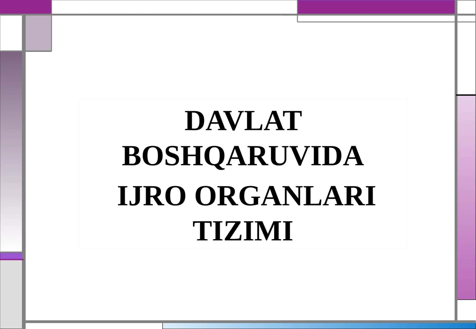 DAVLAT BOSHQARUVIDA IJRO ORGANLARI TIZIMI 1