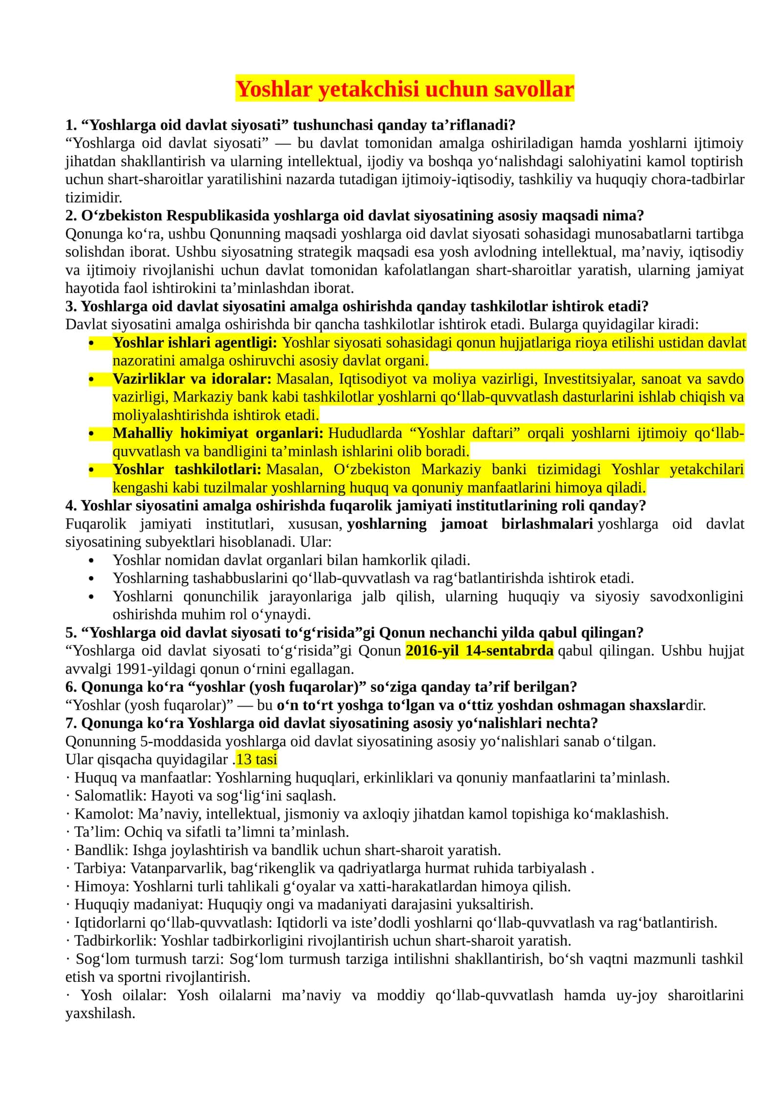 Yoshlar yetakchisi uchun savollarga javoblar 210 ta 1