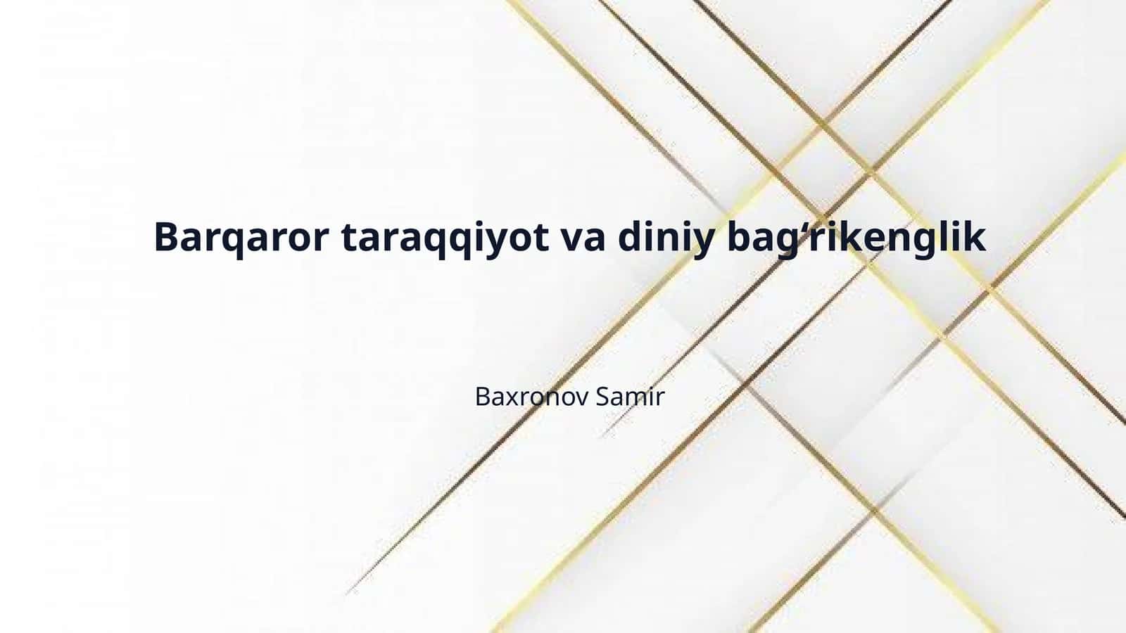 Barqaror taraqqiyot va diniy bag‘rikenglik 1