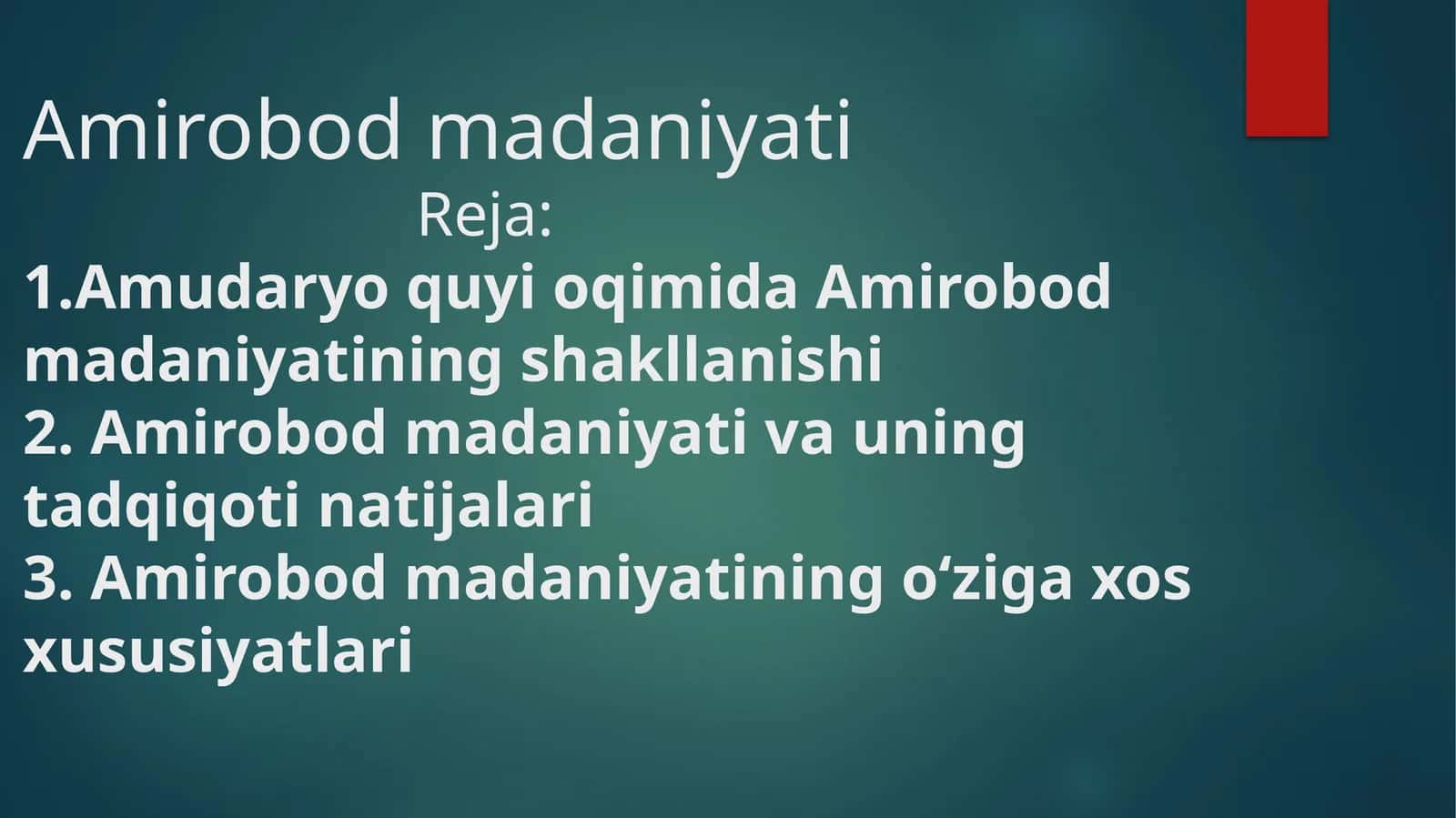 Amirobod madaniyatining shakllanishi 1
