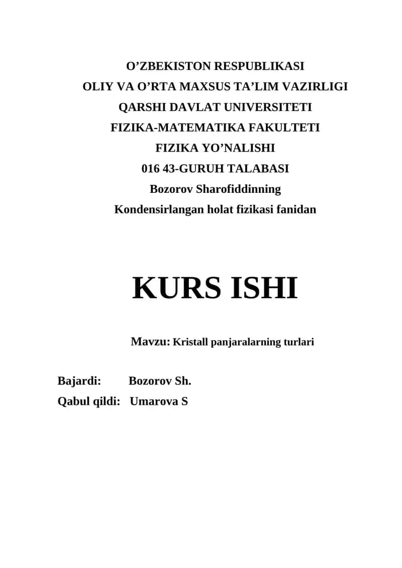 Kristall panjaralarning turlari 1